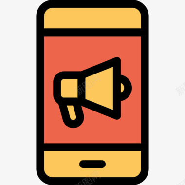智能手机广告17线性橙色图标图标