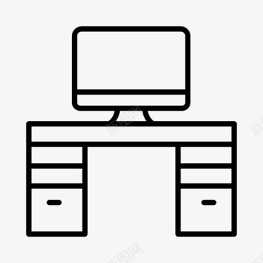 办公桌电脑工作图标图标