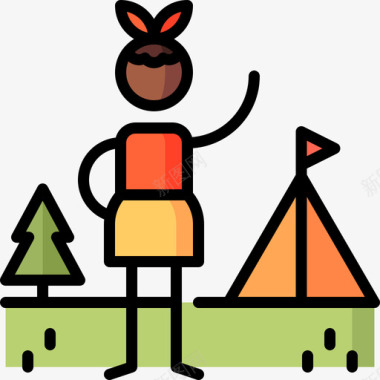 野营冒险29线性颜色图标图标