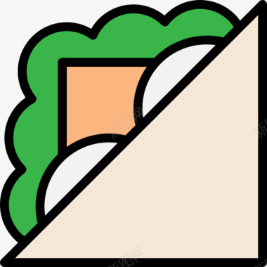 三明治面包店76线性颜色图标图标