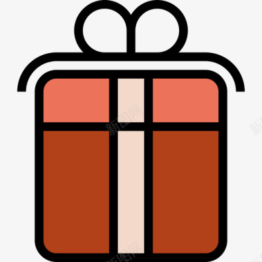 礼品盒圣诞150线性颜色图标图标