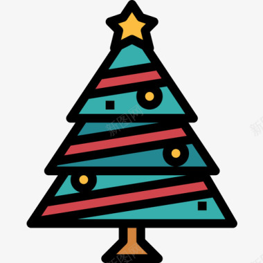 圣诞树圣诞139线形颜色图标图标