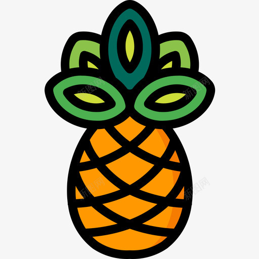 菠萝热带28线形颜色图标svg_新图网 https://ixintu.com 热带28 线形颜色 菠萝