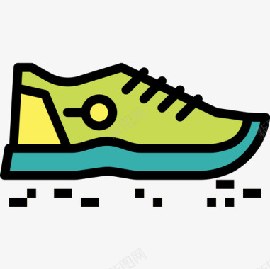 鞋类跑步9线性颜色图标图标