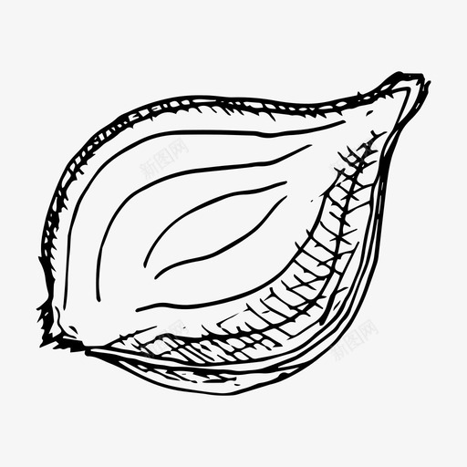 洋葱食物素描图标svg_新图网 https://ixintu.com 手绘 洋葱 素描 蔬菜 食物 黑白洋葱