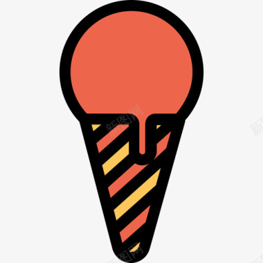 冰淇淋面包店43线性颜色图标图标