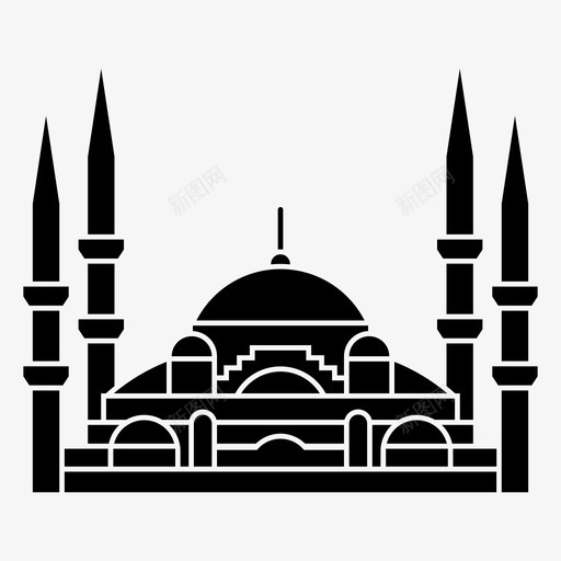 蓝色清真寺欧洲旅游伊斯坦布尔图标svg_新图网 https://ixintu.com 伊斯坦布尔 地标 欧洲旅游 著名的土耳其 蓝色清真寺
