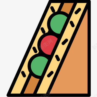 三明治野餐38线性颜色图标图标