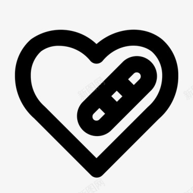 爱情石膏绷带心图标图标