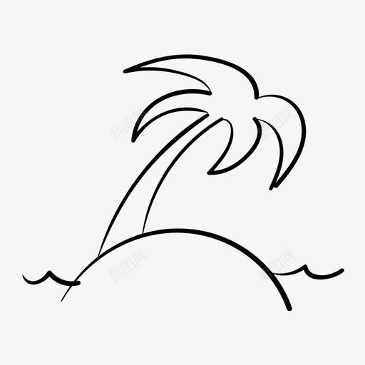 棕榈树荒岛手绘图标svg_新图网 https://ixintu.com 夏季 手绘 棕榈树 海滩 荒岛