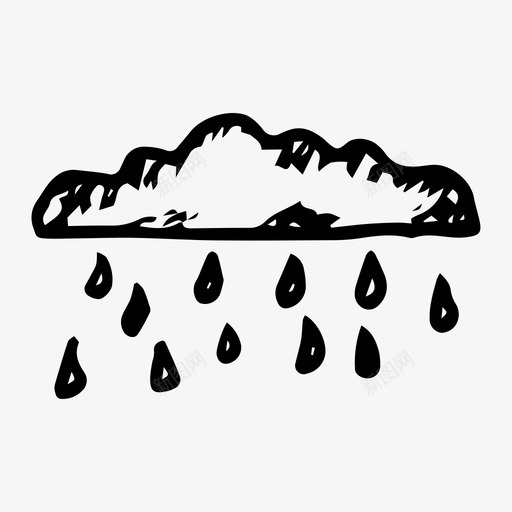 雨素描天气图标svg_新图网 https://ixintu.com 天气 天气预报 手绘 素描