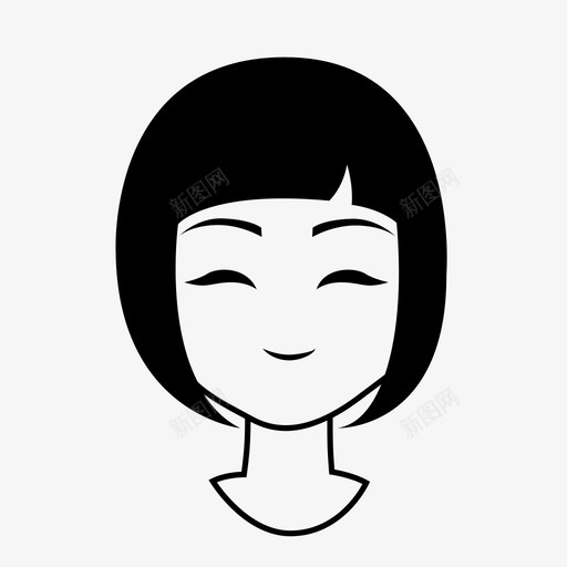微笑亚洲人可爱图标svg_新图网 https://ixintu.com 亚洲人 可爱 女孩 微笑 短发 短发女孩表情