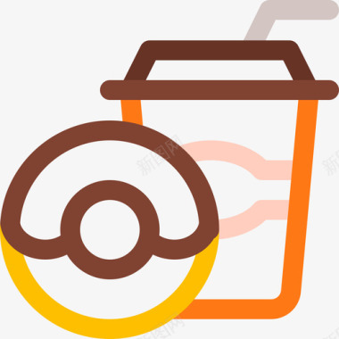 甜甜圈咖啡18线性颜色图标图标