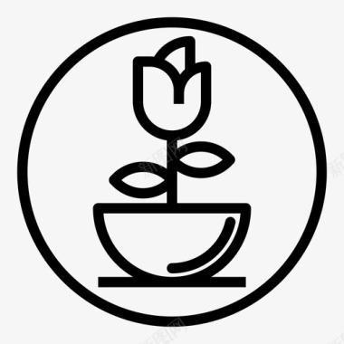 花盆玫瑰图标图标