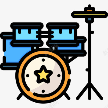鼓组摇滚乐4线性颜色图标图标