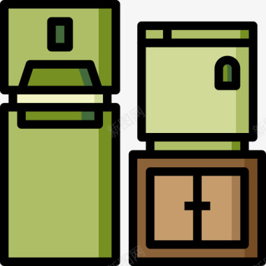 冰箱家具和家用30线性颜色图标图标