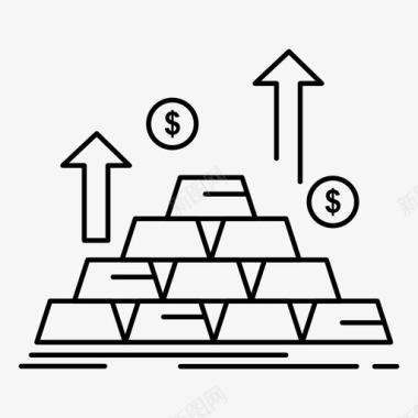 黄金现金硬币图标图标