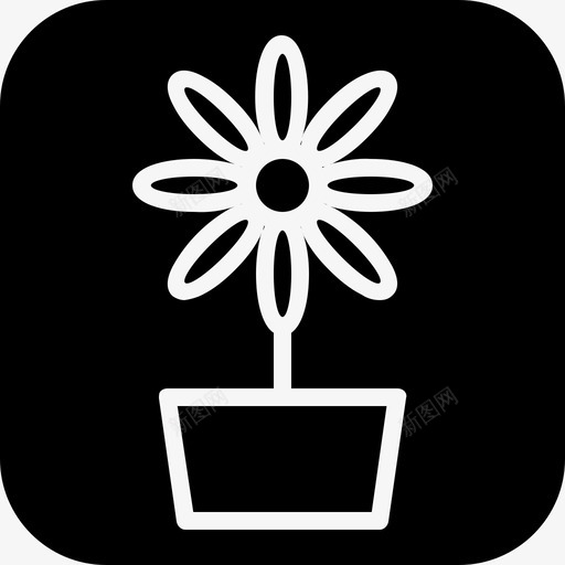 花植物盆图标svg_新图网 https://ixintu.com 植物 白色 盆 花