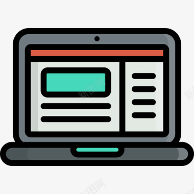 笔记本电脑博客8线性颜色图标图标