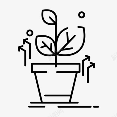 植物成长盆栽植物图标图标