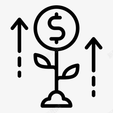 货币增长美元付款图标图标