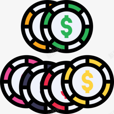 筹码赌博10线性颜色图标图标