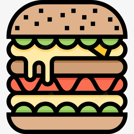 汉堡街头食品和食品卡车司机线性颜色图标svg_新图网 https://ixintu.com 汉堡 线性颜色 街头食品和食品卡车司机