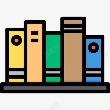 图书馆书籍和阅读4线颜色图标图标