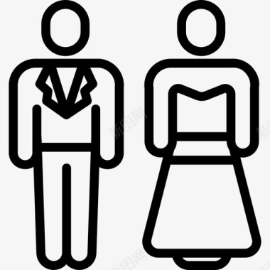 新婚夫妇婚礼146直系图标图标