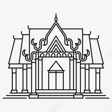 泰国寺庙建筑佛教图标图标