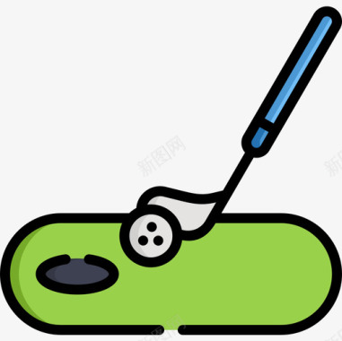 高尔夫高尔夫24线性颜色图标图标