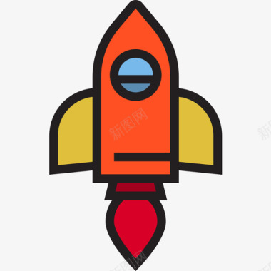 火箭商业元素3线性颜色图标图标