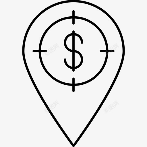 标记美元财务图标svg_新图网 https://ixintu.com 企业财务行图标 地图pin 标记 目标 美元 财务