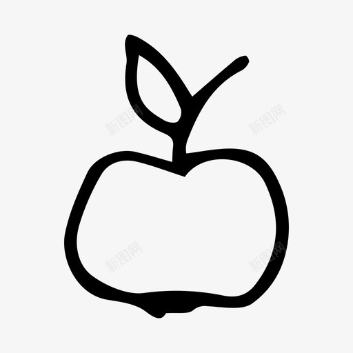 苹果涂鸦食物图标svg_新图网 https://ixintu.com 水果 涂鸦 素描 苹果 食物
