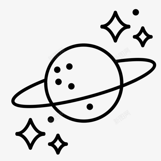 星状行星星系线图标svg_新图网 https://ixintu.com 土星 恒星 星状行星 星系 线