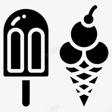 冰淇淋热带25填充图标图标