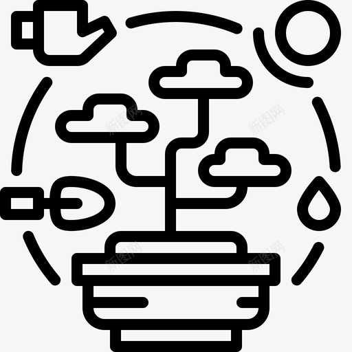 盆景日本植物图标svg_新图网 https://ixintu.com 传统 日本 植物 盆景 短