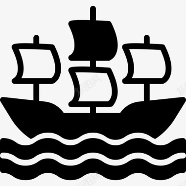 帆船运输葡萄酒图标图标