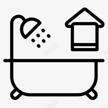 浴缸卫生15线性图标图标