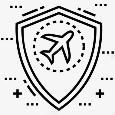航空安全航空旅行安全飞机保护图标图标