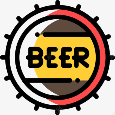 瓶盖啤酒29漏色图标图标