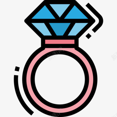 戒指87号婚礼线性颜色图标图标