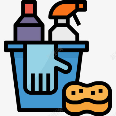清洁清洁和家务4线性颜色图标图标