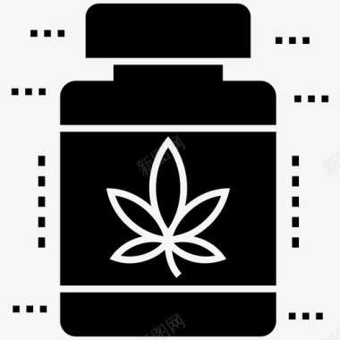 大麻药瓶草药传统药物图标图标
