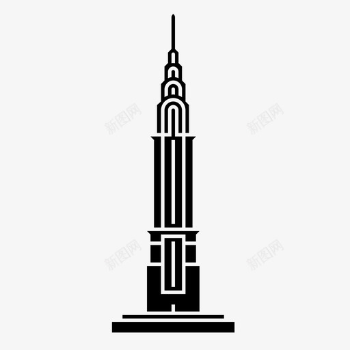 克莱斯勒大厦纽约摩天大楼图标svg_新图网 https://ixintu.com 世界纪念碑 克莱斯勒大厦 摩天大楼 纽约 美国