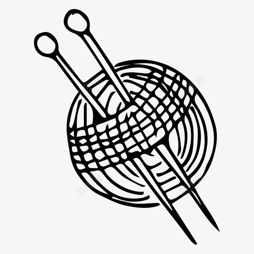 针织针针线图标svg_新图网 https://ixintu.com 素描 纱线 线轴 针 针线 针织