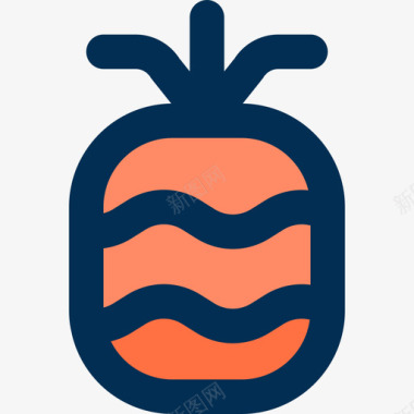 菠萝水果和蔬菜22线形颜色图标图标