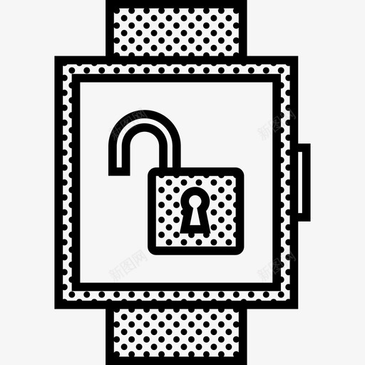 智能手表解锁打开安全图标svg_新图网 https://ixintu.com 不安全 安全 打开 智能手表解锁 虚线挂锁