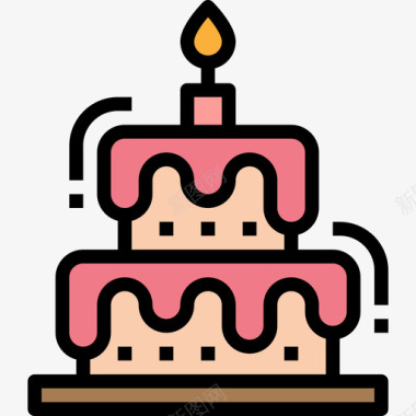 蛋糕87号婚礼线性颜色图标图标
