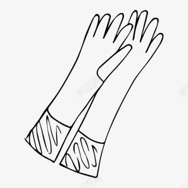 手套清洁素描图标图标